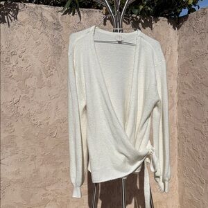 WeWoreWhat Elegant Cream Wrap Cardigan